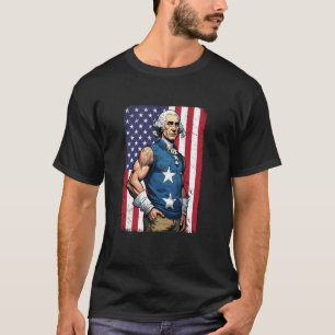 VS 4 juli George Washington Grappige Workout Mu T-shirt