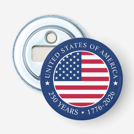 VS 4 juli Onafhankelijkheidsdag 250 jaar vrijheid Button Flesopener (Voorkant)