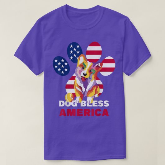 VS 4 juli Patriotic Dog American Corgi T-shirt (Design voorkant)