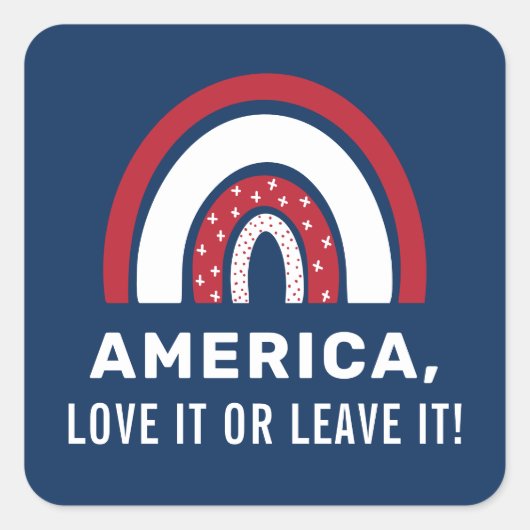 VS 4 juli Stijlvolle Amerikaanse regenboog Vierkante Sticker (Voorkant)