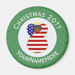 VS Afro-Amerikaanse engel Kerstmis Vlag Persoonlij Magneet