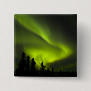 VS, Alaska, Chena Hot Springs. Aurora Borealis 2 Vierkante Button 5,1 Cm