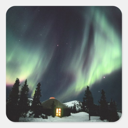 VS, Alaska, Chena Hot Springs. Aurora Vierkante Sticker (Voorkant)