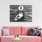  VS Alaska eskimo en zijn kajak Canvas Afdruk (Insitu (Woonkamer))