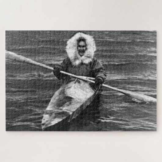 VS Alaska eskimo en zijn kajak Legpuzzel (Horizontaal)