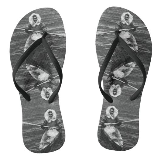 VS Alaska eskimo en zijn kajak Teenslippers (Voetbed)