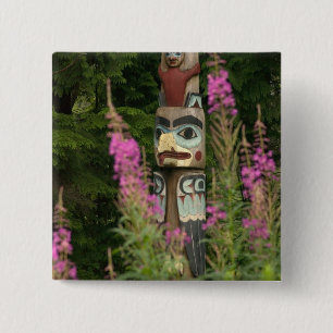 VS, Alaska, Ketchikan, Totem Bight State Vierkante Button 5,1 Cm