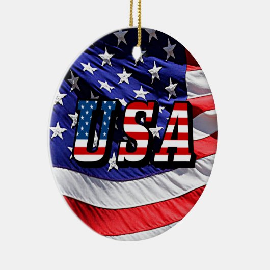 VS - American Flag Ceramic Road Kerstmis Ornament (Rechts)
