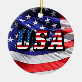 VS - American Flag Ceramic Road Kerstmis Ornament