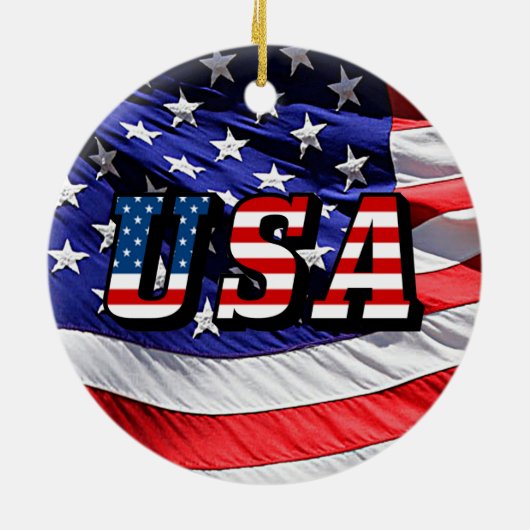 VS - American Flag Ceramic Road Kerstmis Ornament (Achterkant)