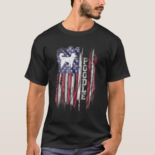  VS American Flag Love Poodle Dog Silhouet T-shirt (Voorkant)