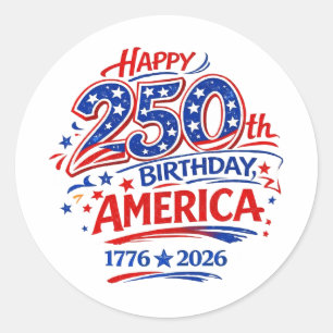 VS Amerika 250e Verjaardag Patriottisch Ronde Sticker