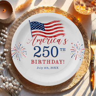 VS Amerika 250e verjaardagsfeest op 4 juli Papieren Bordje