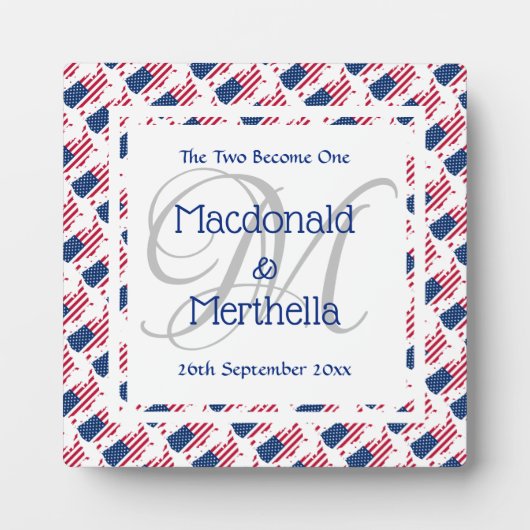 VS AMERIKA Huwelijks Aandenken Geschenk Aangepast  Fotoplaat (Voorkant)