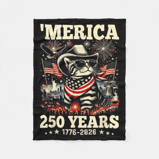 VS Amerika Kat 4 juli 250 jaar 1776 2026 Fleece Deken (Voorkant)