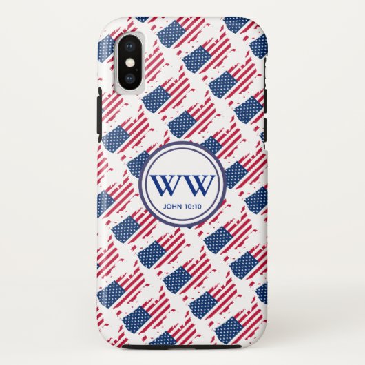 VS Amerika Vlag Monogram Overvloedig Leven Christe Case-Mate iPhone Case (Achterkant)