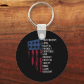 Vs Amerika Vlag Vintage Scouting Wet  Sleutelhanger (Voorkant)