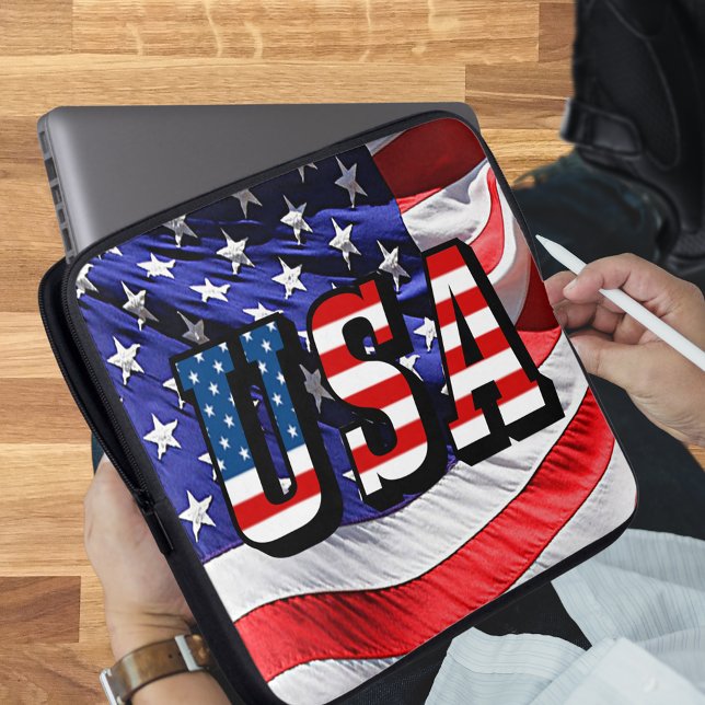 VS - Amerikaanse hoes voor Neopreen-laptops met vl (USA - American Flag Neoprene Laptop Sleeve)