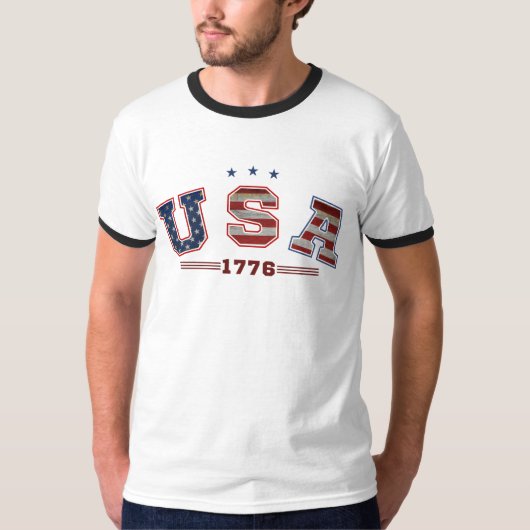 VS Amerikaanse vlag 1776 4th van juli Veterans Day T-shirt (Voorkant)