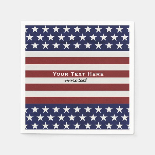 VS Amerikaanse vlag 4 juli gepersonaliseerd op maa Servetten (Voorkant)