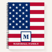 VS Amerikaanse Vlag Aangepast Monogram 4 juli Notitieboek (Voorkant)