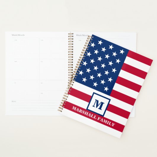 VS Amerikaanse Vlag Aangepast Monogram 4 Juli Planner (Display)