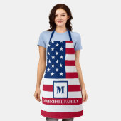 VS Amerikaanse Vlag Aangepast Monogram 4 juli Schort (Gedragen)