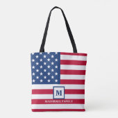VS Amerikaanse Vlag Aangepast Monogram 4 Juli Tote Bag (Achterkant)