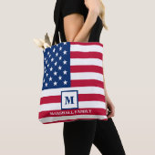 VS Amerikaanse Vlag Aangepast Monogram 4 Juli Tote Bag (Dichtbij)