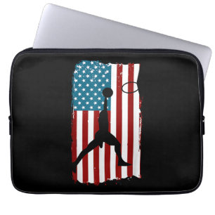 VS Amerikaanse Vlag Basketbal Patriottische Atleet Laptop Sleeve