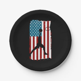 VS Amerikaanse Vlag Basketbal Patriottische Atleet Papieren Bordje