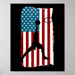 VS Amerikaanse Vlag Basketbal Patriottische Atleet Poster
