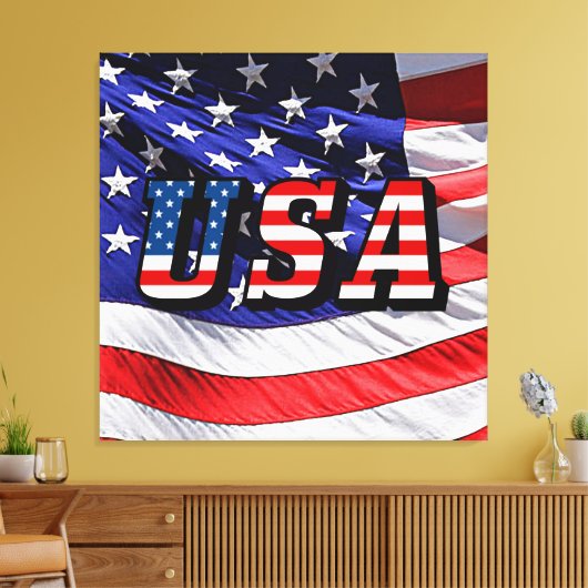 VS - Amerikaanse vlag Canvas Afdruk (Insitu (Woonkamer))