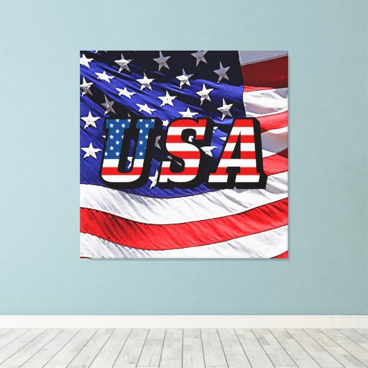 VS - Amerikaanse vlag Canvas Afdruk (Insitu (Houten vloer))