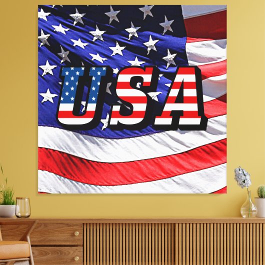 VS - Amerikaanse Vlag Canvasprint met Spanraam Canvas Afdruk (Insitu (Woonkamer))