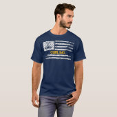  VS Amerikaanse vlag Curling Player Curler T-shirt (Voorkant volledig)