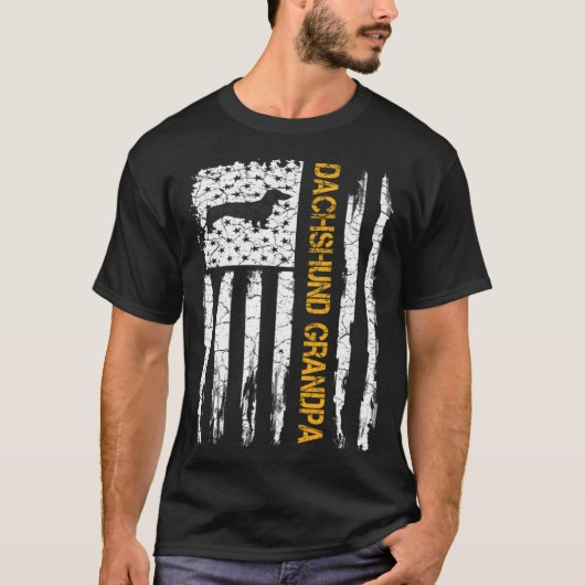VS Amerikaanse vlag Dachshund Opa Silhou T-shirt (Voorkant)