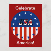 VS - Amerikaanse vlag en sterren in circulaire, ZS Briefkaart (Voorkant)