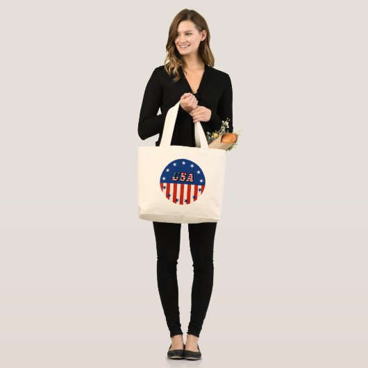 VS - Amerikaanse vlag en sterren in circulatie Grote Tote Bag (Voorkant (model))