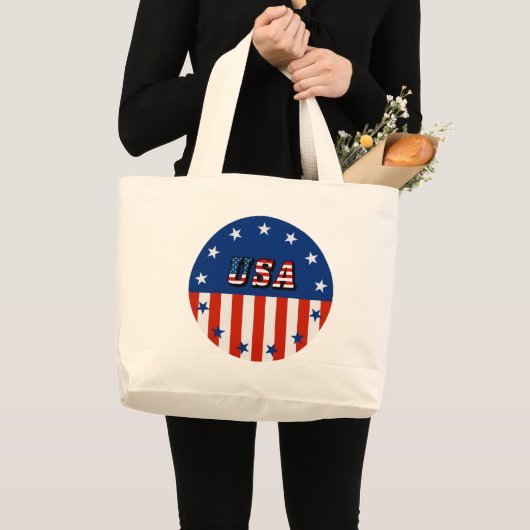 VS - Amerikaanse vlag en sterren in circulatie Grote Tote Bag (Voorkant (product))