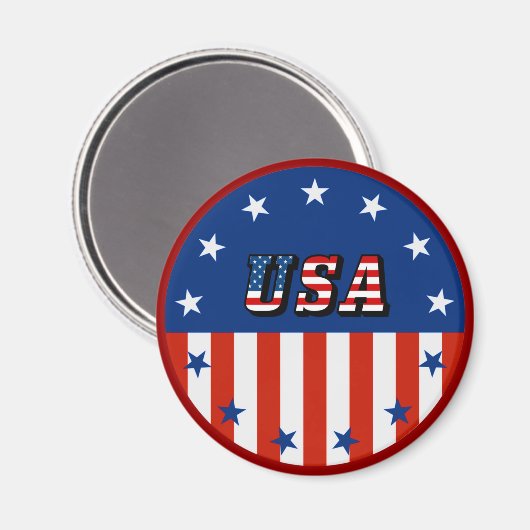 VS - Amerikaanse vlag en sterren in circulatie Magneet (Voorkant / Achterkant)