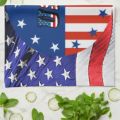 VS - Amerikaanse vlag en sterren in circulatie Theedoek (Gevouwen)