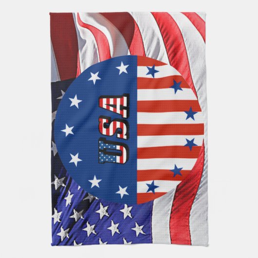 VS - Amerikaanse vlag en sterren in circulatie Theedoek (Verticaal)