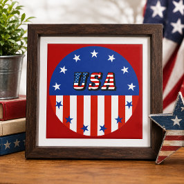 VS - Amerikaanse vlag en sterren in cirkel keramis Tegeltje