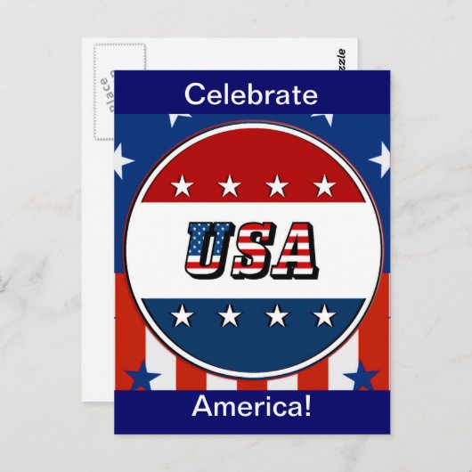 VS - Amerikaanse vlag en sterren in cirkel nr. 2, Briefkaart (Voorkant / Achterkant)