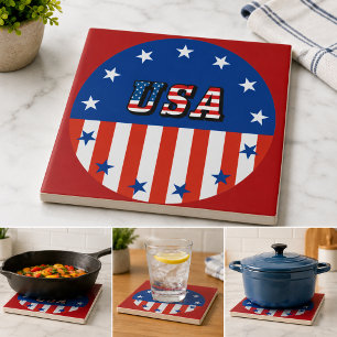VS - Amerikaanse vlag en sterren in cirkel Tegeltje