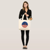 VS - Amerikaanse vlag en sterren in cirkeltas Grote Tote Bag (Voorkant (model))