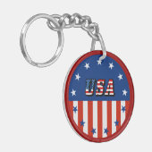 VS - Amerikaanse vlag en sterren in cirkelvormige  Sleutelhanger (Voorkant Links)