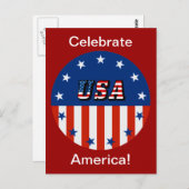 VS - Amerikaanse vlag en sterren in het cirkelvorm Briefkaart (Voorkant / Achterkant)