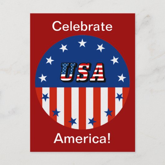 VS - Amerikaanse vlag en sterren in het cirkelvorm Briefkaart (Voorkant)